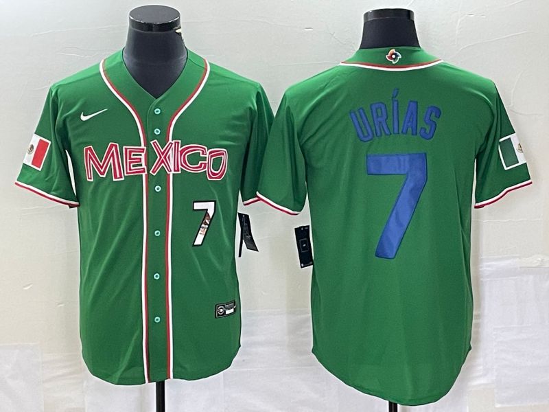 Men 2023 World Cub Mexico #7 Urias Green blue Nike MLB Jersey15